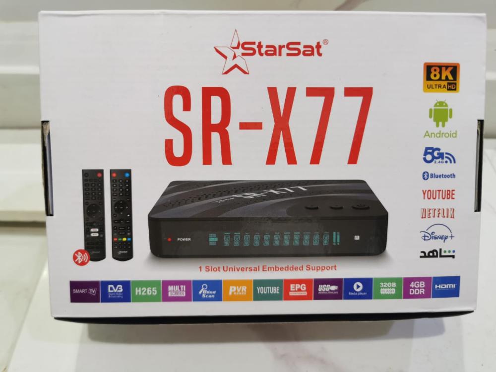 رسيفر ستارسات X77 فوركيه اندرويد 9 فايف جي StarSat SR-X77 4K ANDROID 5G