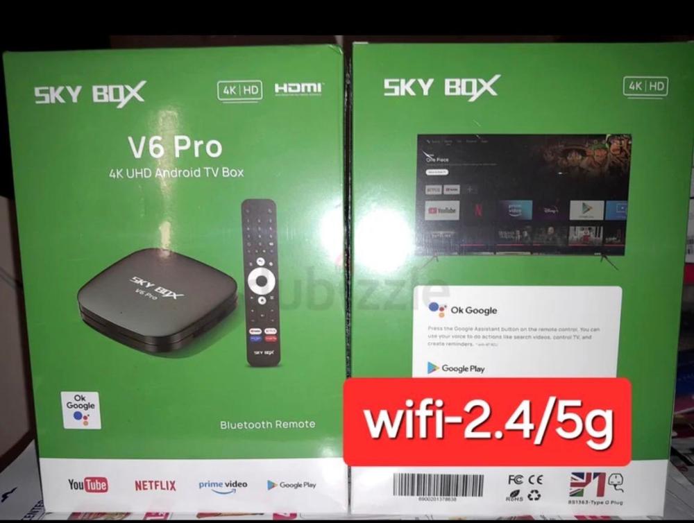 skybox v6 pro 4k uhd android tv box + اشتراك سنة كاملة