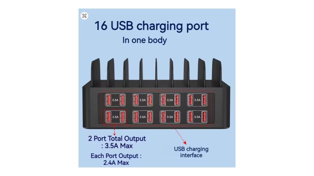 محطة شحن 18 جهاز USB Charger   بقوة 150 وات