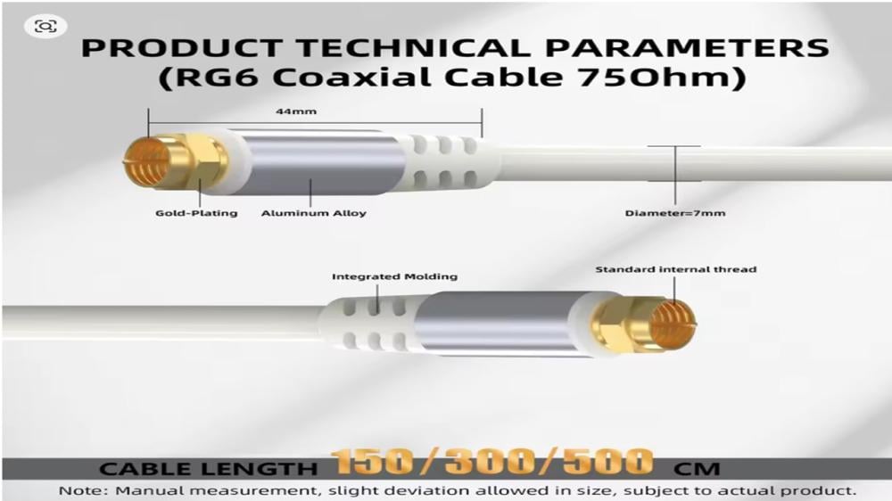 وصلة كيبل محوري 75 اوم  RG6 بماقاسات مختلفة Premium Quality High Speed Original