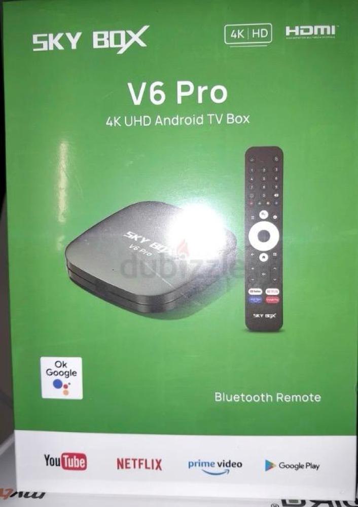 skybox v6 pro 4k uhd android tv box + اشتراك سنة كاملة