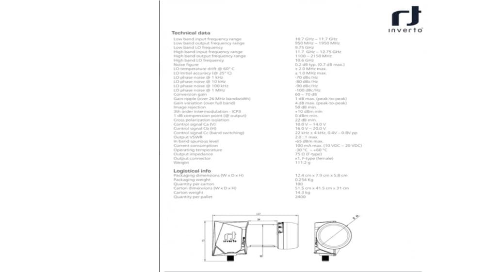 لاقط انفيرتو بلاك الترا الجديد Ultra Single High-Gain Low-Noise 40mm PLL LNB